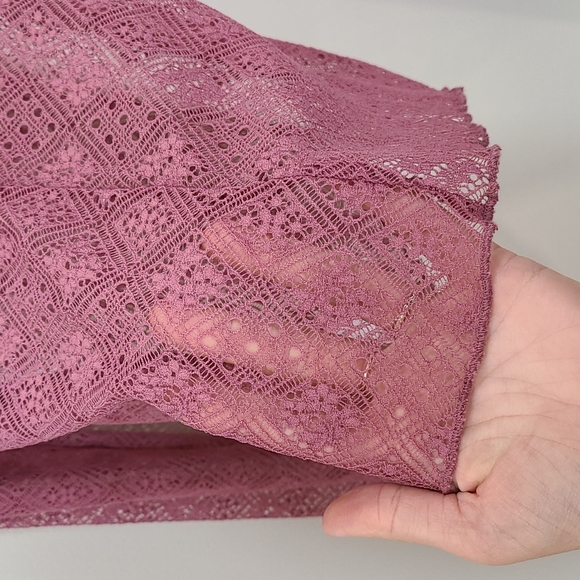 Free People Sweet Memories Lace Turtle Neck Top Rose - Picture 7 of 9